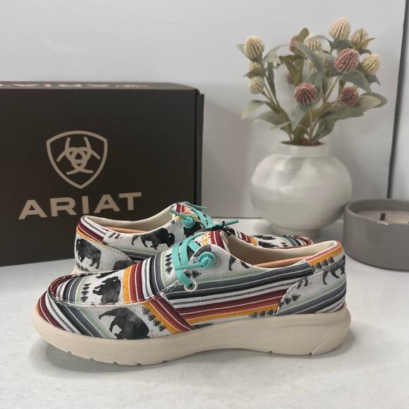 Ariat Hilo Moc Toe Lightweight Lace Up Shoe Buffalo Print Women 6.5B NWB Comfort - Picture 6 of 10